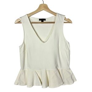 J. Crew White Velvet Peplum Tank Top S